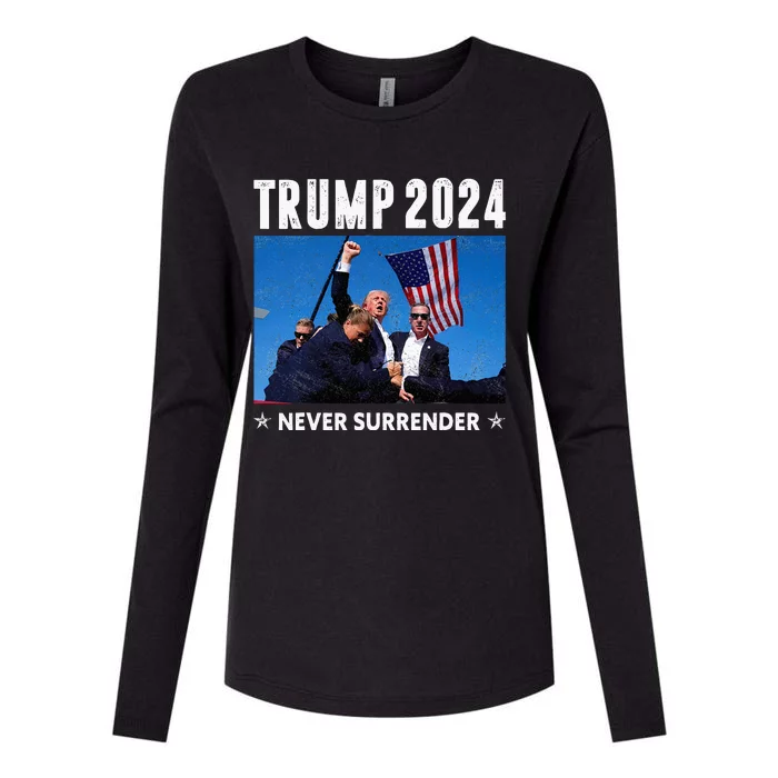 Trump 2024 Never Surrender Trump Assassinated Womens Cotton Relaxed Long Sleeve T-Shirt