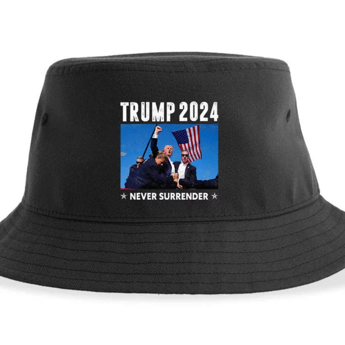 Trump 2024 Never Surrender Trump Assassinated Sustainable Bucket Hat