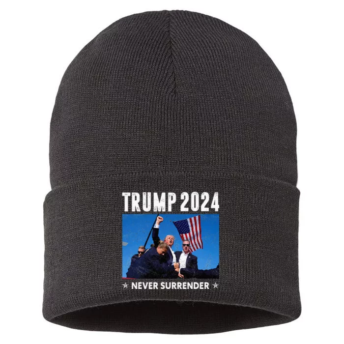 Trump 2024 Never Surrender Trump Assassinated Sustainable Knit Beanie