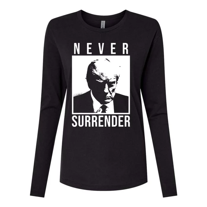 Trump 2024 Never Surrender Pro Trump Trump Mug Shot Womens Cotton Relaxed Long Sleeve T-Shirt