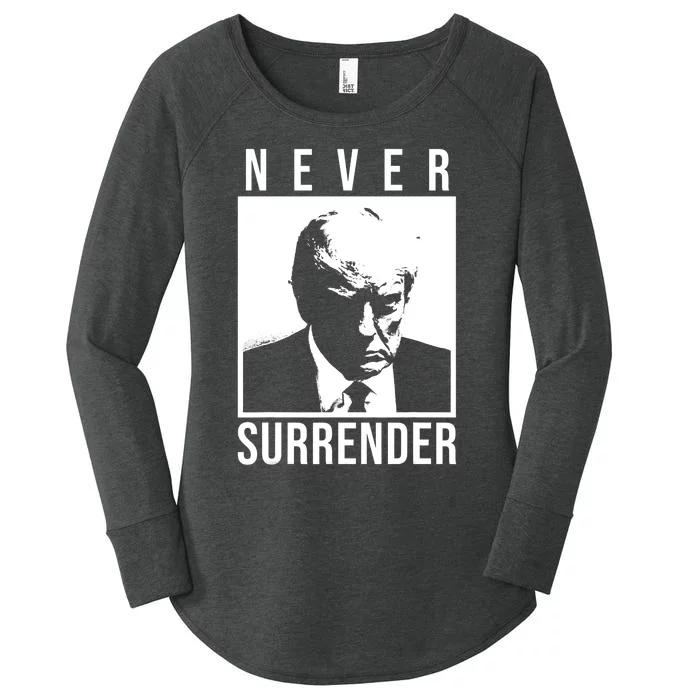 Trump 2024 Never Surrender Pro Trump Trump Mug Shot Women's Perfect Tri Tunic Long Sleeve Shirt