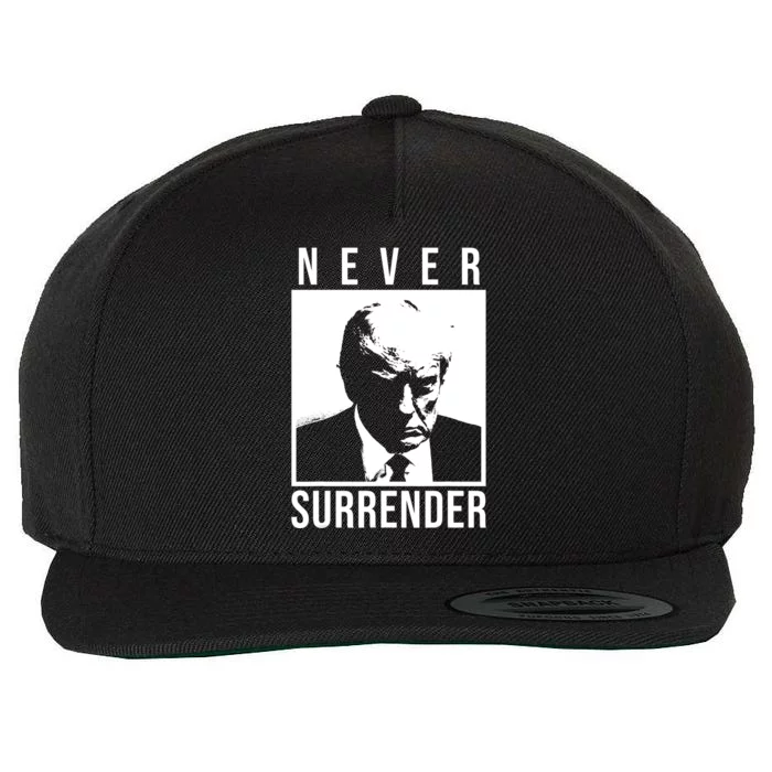 Trump 2024 Never Surrender Pro Trump Trump Mug Shot Wool Snapback Cap