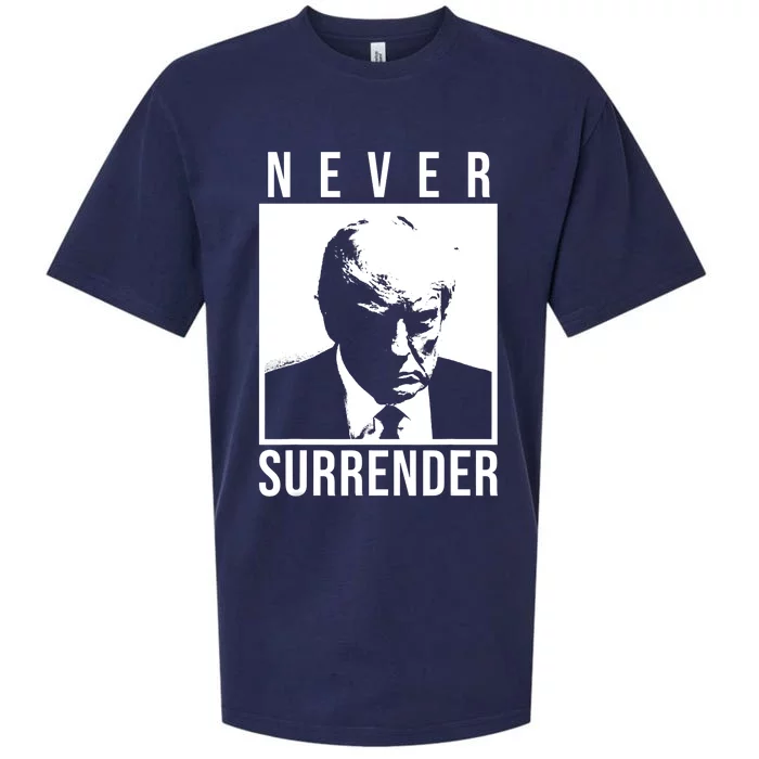 Trump 2024 Never Surrender Pro Trump Trump Mug Shot Sueded Cloud Jersey T-Shirt