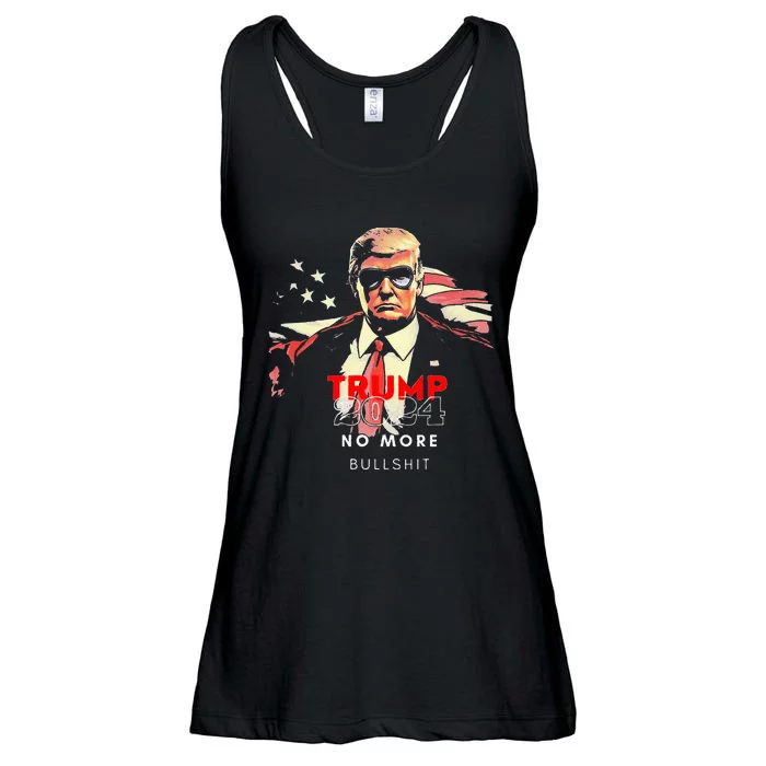 Trump 2024 No More Bullshit American Flag Ladies Essential Flowy Tank