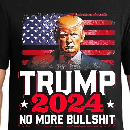 Trump 2024 No More Bull Shit America Flag Pajama Set