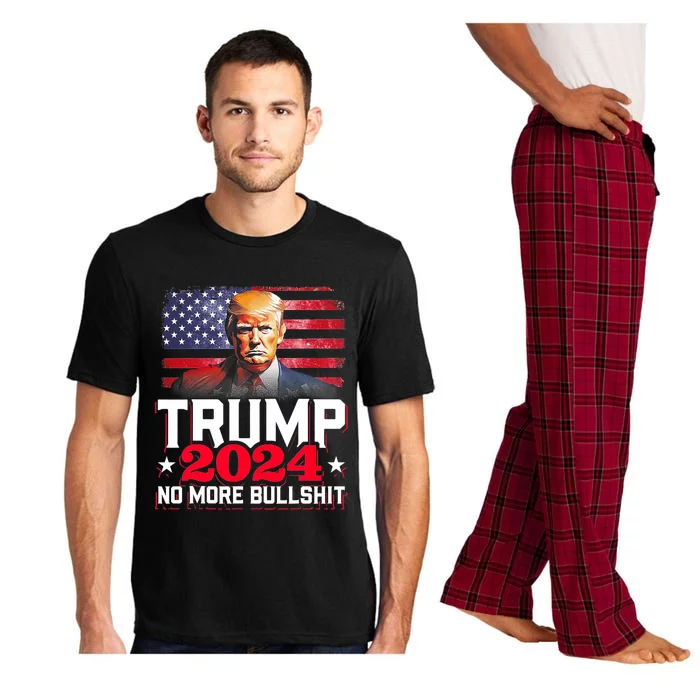 Trump 2024 No More Bull Shit America Flag Pajama Set