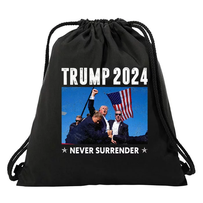 Trump 2024 Never Surrender Trump Assassinated Drawstring Bag