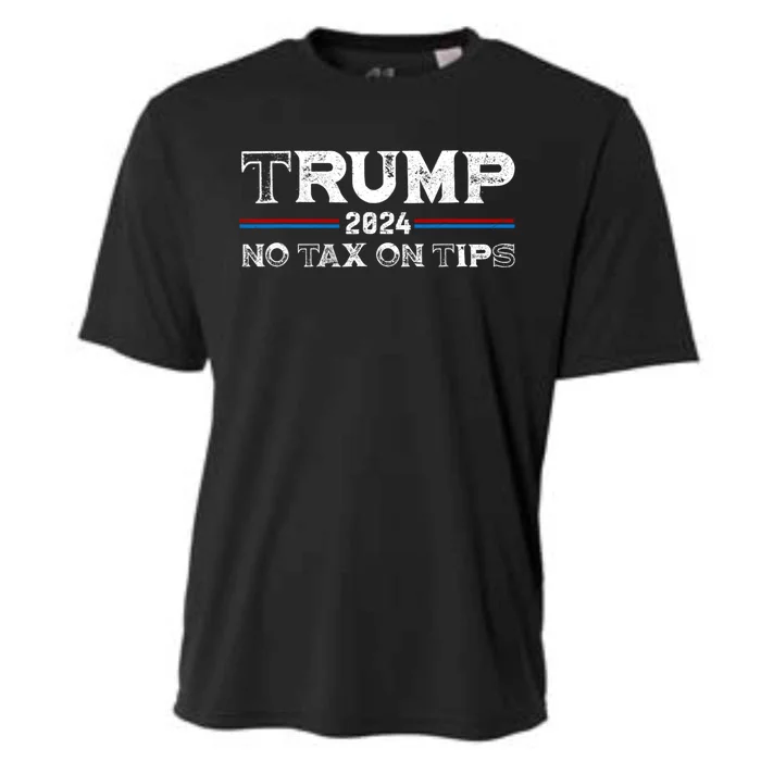 Trump 2024 No Tax On Tips Us Flag Cooling Performance Crew T-Shirt