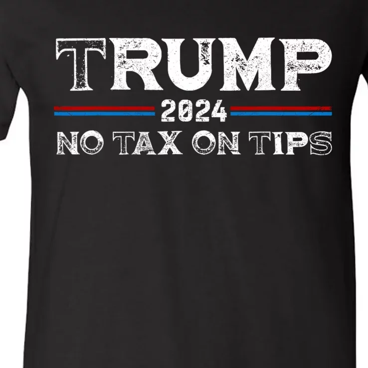 Trump 2024 No Tax On Tips Us Flag V-Neck T-Shirt