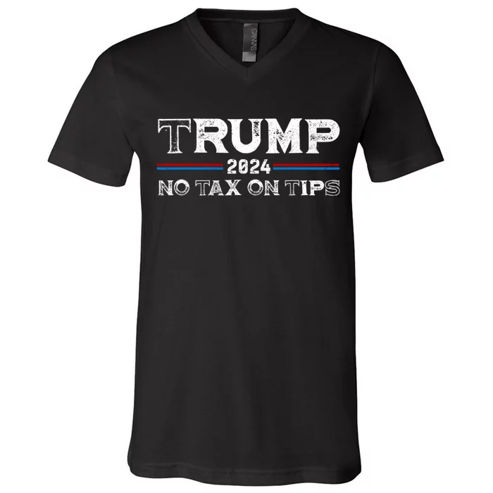 Trump 2024 No Tax On Tips Us Flag V-Neck T-Shirt