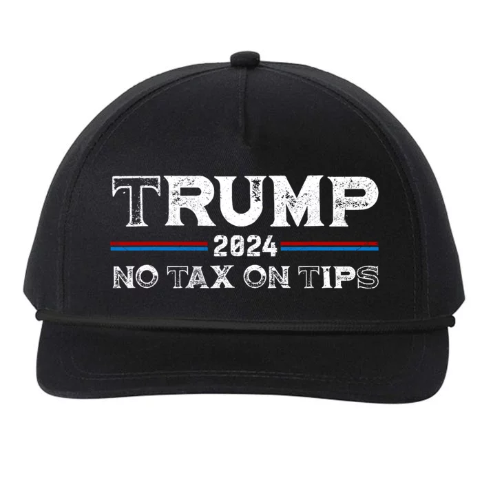 Trump 2024 No Tax On Tips Us Flag Snapback Five-Panel Rope Hat