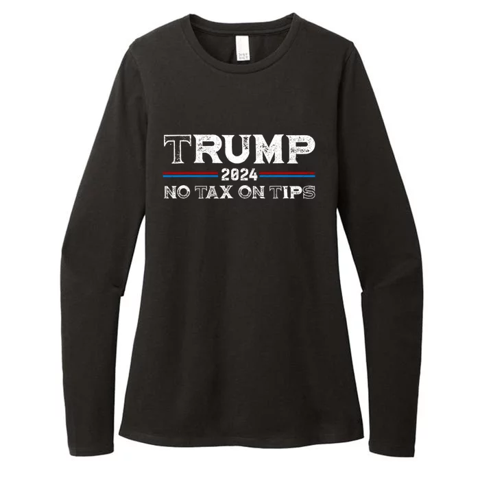 Trump 2024 No Tax On Tips Us Flag Womens CVC Long Sleeve Shirt