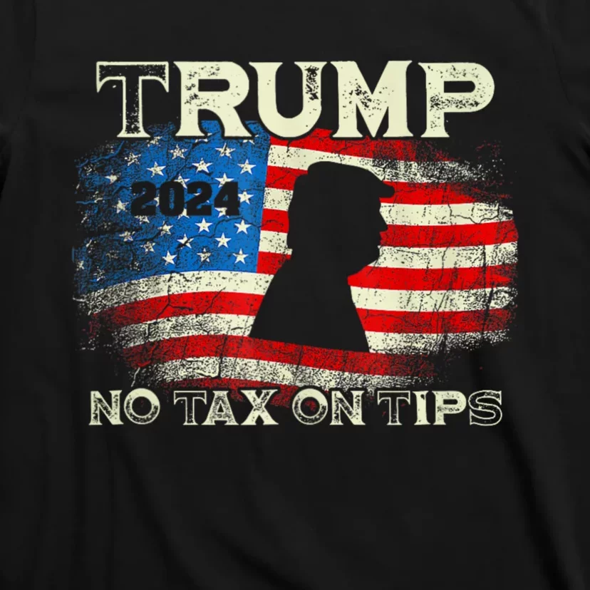 Trump 2024 No Tax On Tips Us Flag T-Shirt