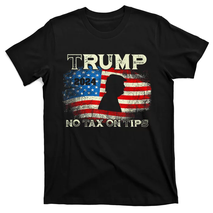 Trump 2024 No Tax On Tips Us Flag T-Shirt