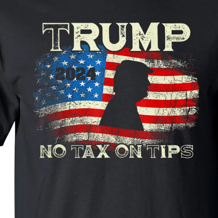 Trump 2024 No Tax On Tips Us Flag Tall T-Shirt