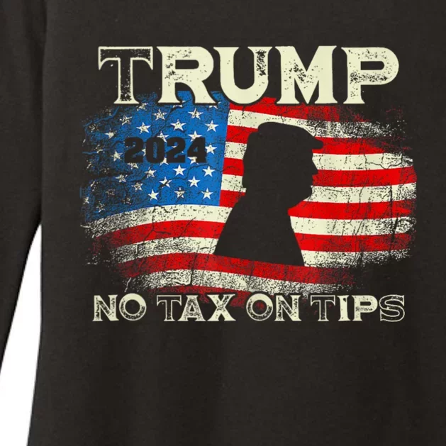 Trump 2024 No Tax On Tips Us Flag Womens CVC Long Sleeve Shirt