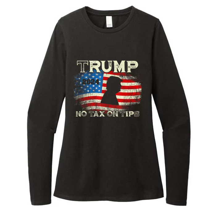 Trump 2024 No Tax On Tips Us Flag Womens CVC Long Sleeve Shirt