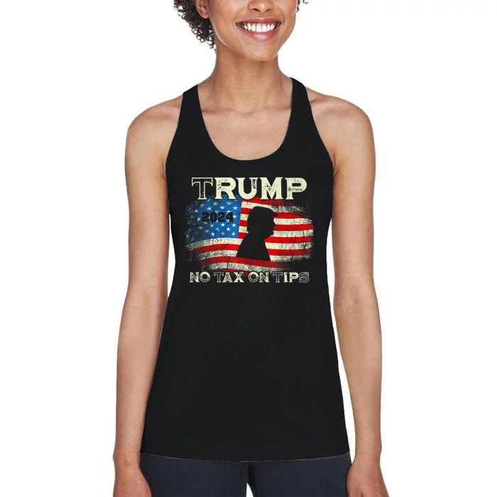 Trump 2024 No Tax On Tips Us Flag Women's Racerback Tank