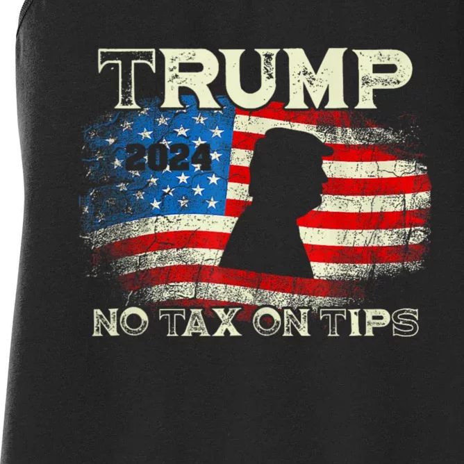 Trump 2024 No Tax On Tips Us Flag Women's Racerback Tank