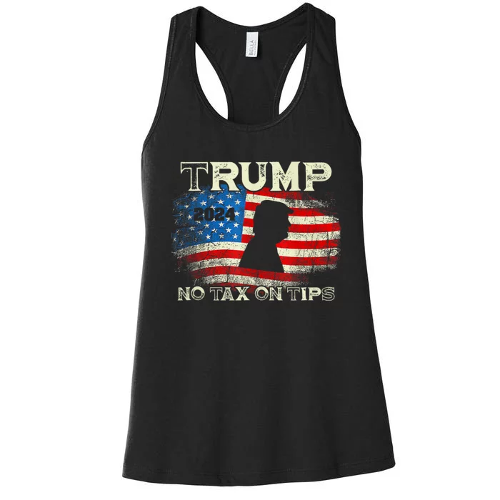 Trump 2024 No Tax On Tips Us Flag Women's Racerback Tank