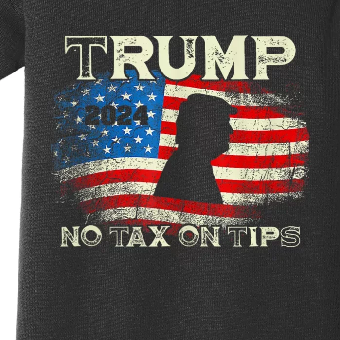 Trump 2024 No Tax On Tips Us Flag Baby Bodysuit