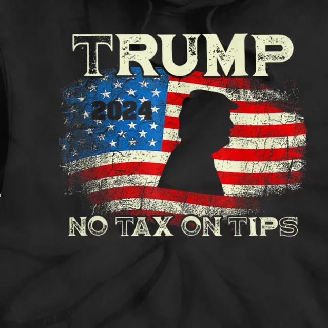 Trump 2024 No Tax On Tips Us Flag Tie Dye Hoodie