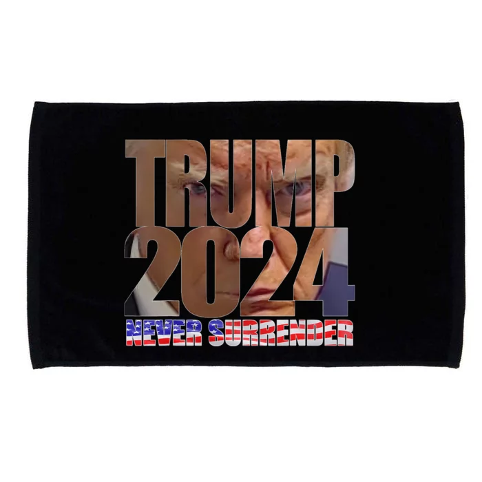 Trump 2024 Never Surrender Mugshot Microfiber Hand Towel