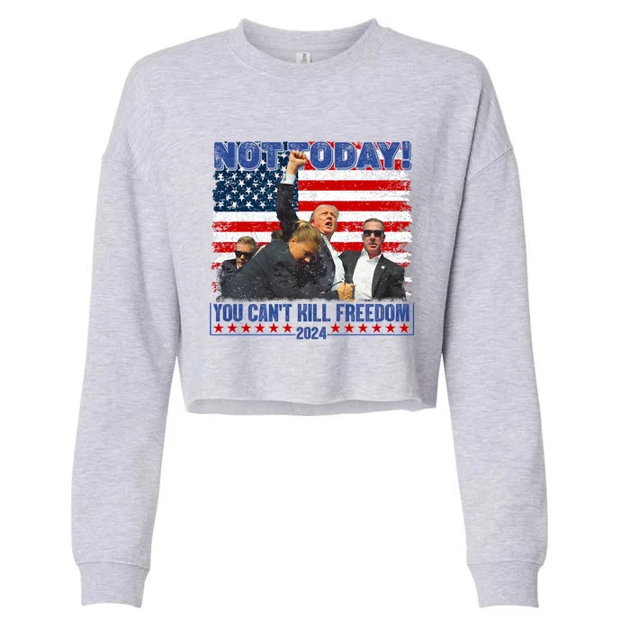 Trump 2024 Not Today You CanT Kill Freedom Cropped Pullover Crew