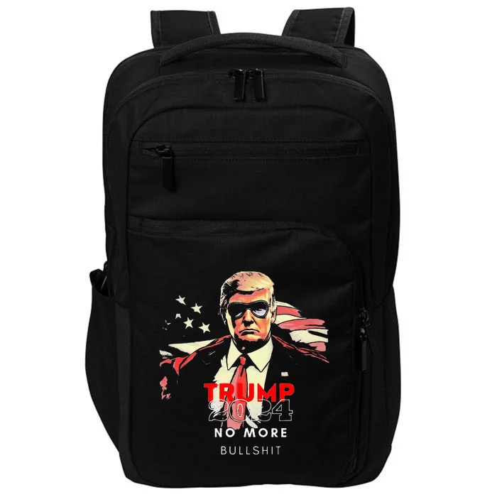 Trump 2024 No More Bullshit American Flag Impact Tech Backpack