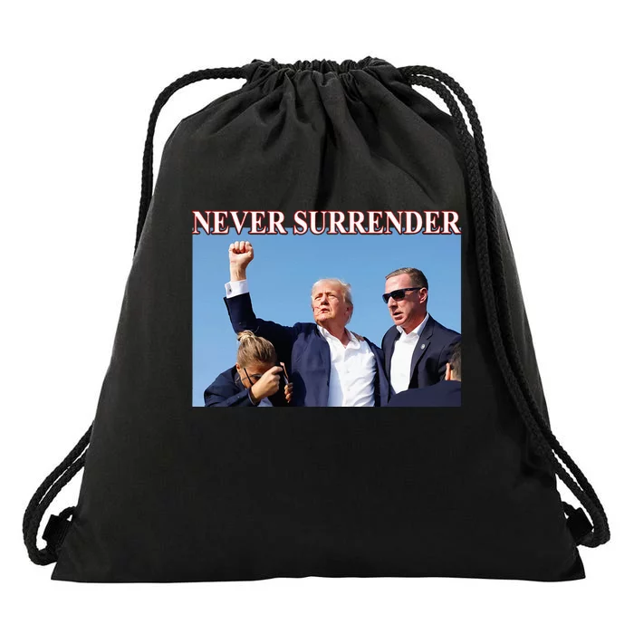 Trump 2024 Never Surrender President Legend Drawstring Bag