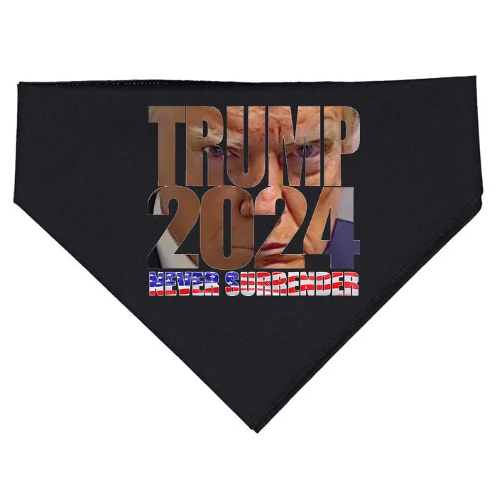 Trump 2024 Never Surrender Mugshot USA-Made Doggie Bandana