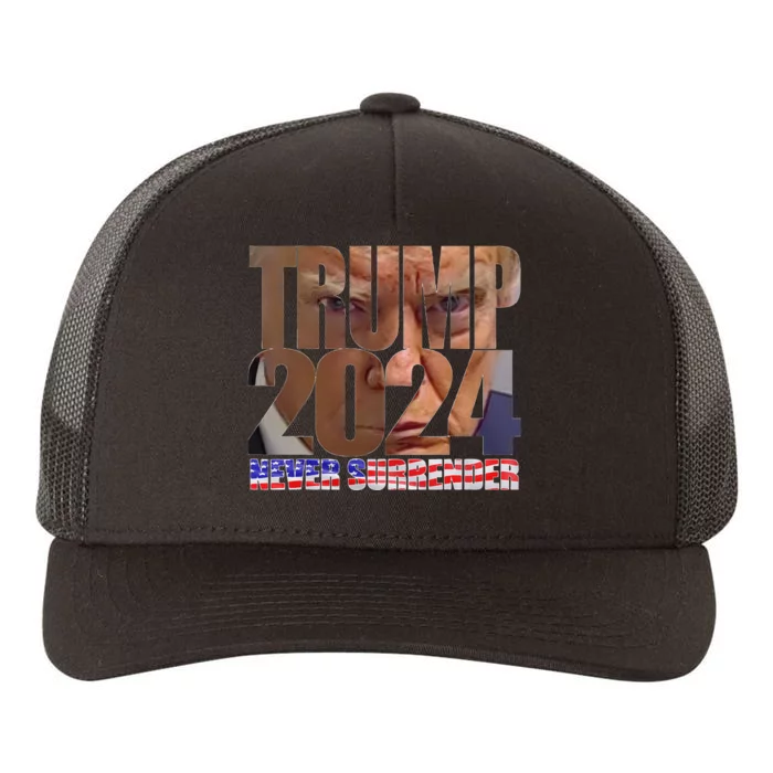 Trump 2024 Never Surrender Mugshot Yupoong Adult 5-Panel Trucker Hat