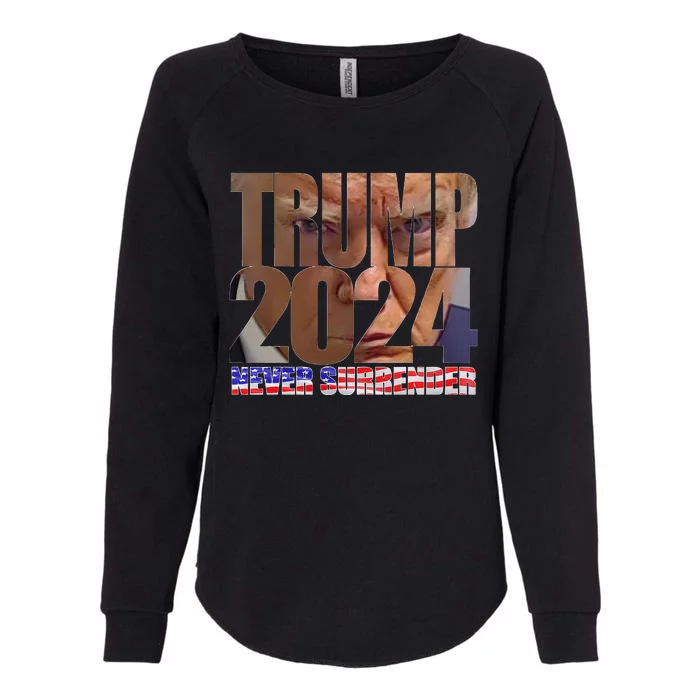 Trump 2024 Never Surrender Mugshot Womens California Wash Sweatshirt