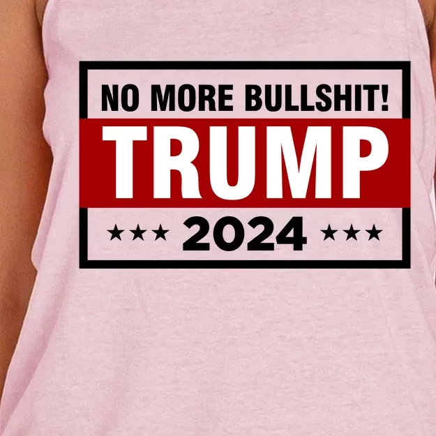 Trump 2024 No More BS Save America USA Vote Women's Knotted Racerback Tank