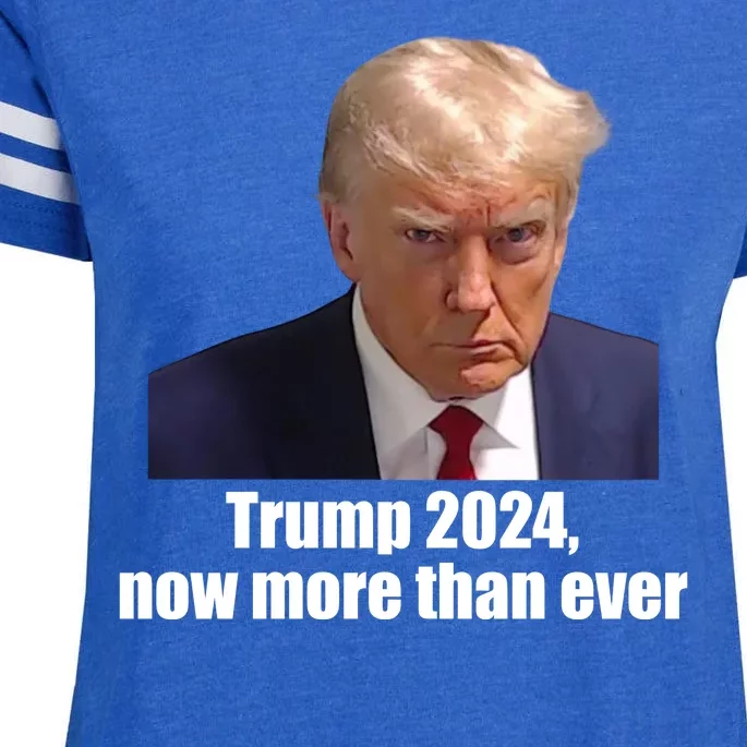 Trump 2024 Now More Than Ever Enza Ladies Jersey Football T-Shirt