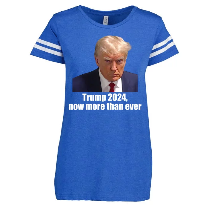 Trump 2024 Now More Than Ever Enza Ladies Jersey Football T-Shirt