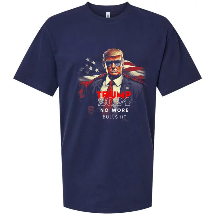 Trump 2024 No More Bullshit American Flag Sueded Cloud Jersey T-Shirt