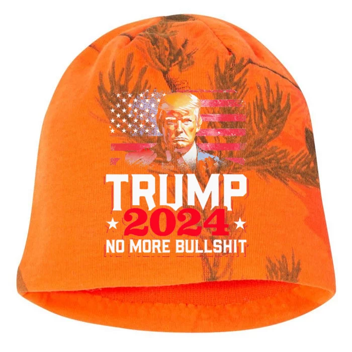 Trump 2024 No More Bull Shit America Flag Kati - Camo Knit Beanie