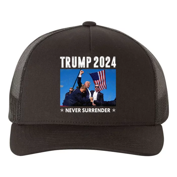 Trump 2024 Never Surrender Trump Assassinated Yupoong Adult 5-Panel Trucker Hat