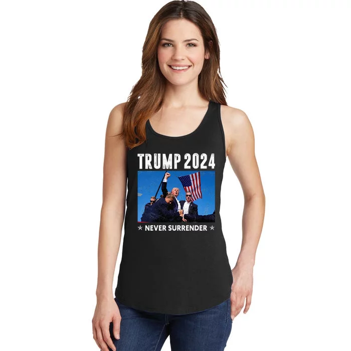 Trump 2024 Never Surrender Trump Assassinated Ladies Essential Tank