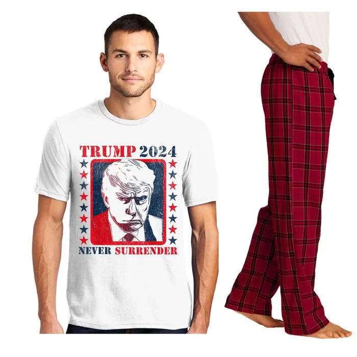 Trump 2024 Never Surrender Donald Trump Mug Shot Pajama Set