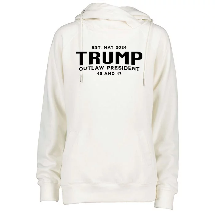 Trump 2024 Outlaw President Womens Funnel Neck Pullover Hood