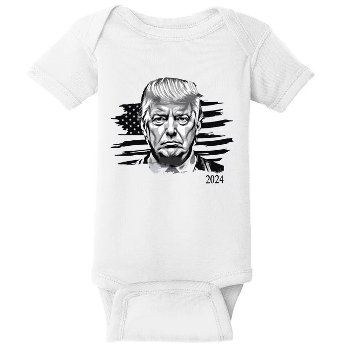 Trump 2024 Outlaw President Trump Not Guilty Baby Bodysuit