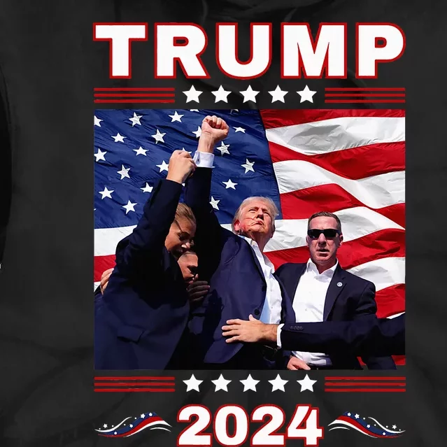 Trump 2024 Pennsylvania Rally Fist Raised American Flag Tie Dye Hoodie