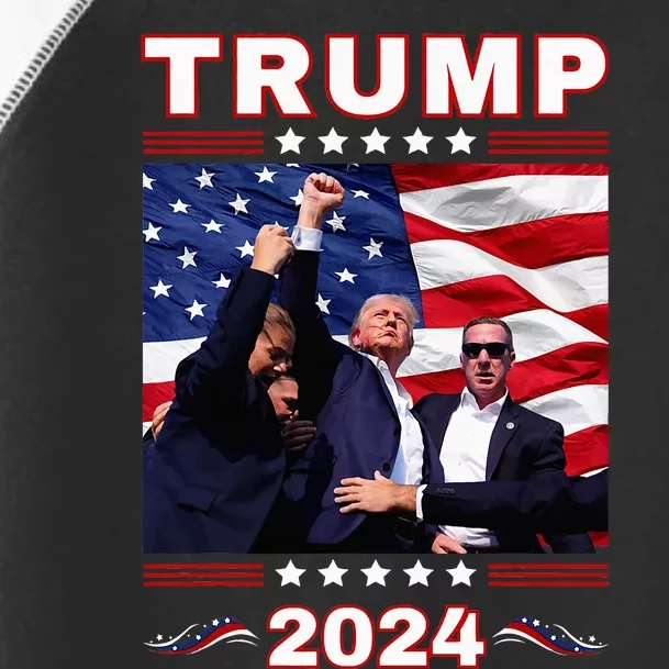 Trump 2024 Pennsylvania Rally Fist Raised American Flag Toddler Fine Jersey T-Shirt