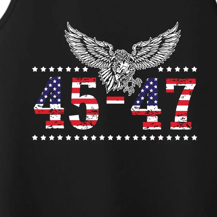 Trump 2024 President 45 And 47 American Flag Trump 2024 Performance Tank