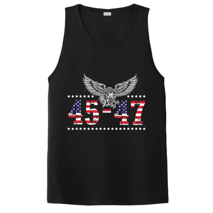 Trump 2024 President 45 And 47 American Flag Trump 2024 Performance Tank