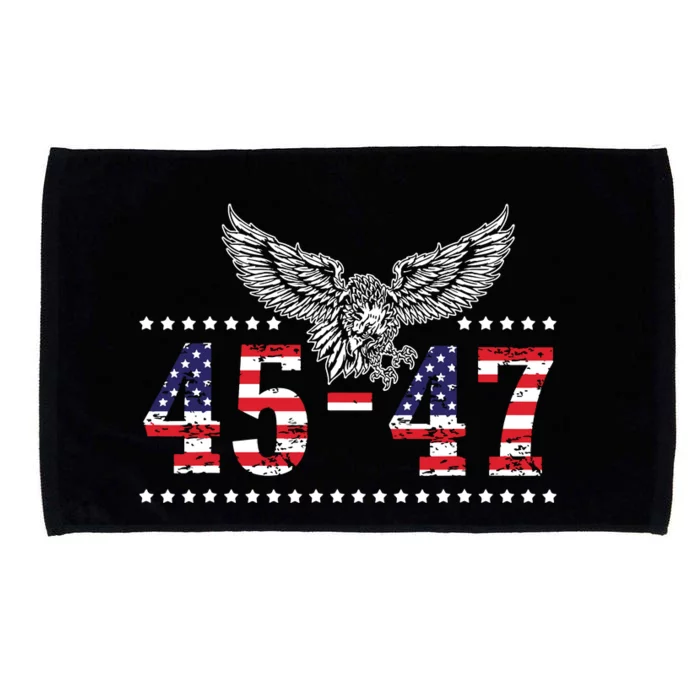 Trump 2024 President 45 And 47 American Flag Trump 2024 Microfiber Hand Towel