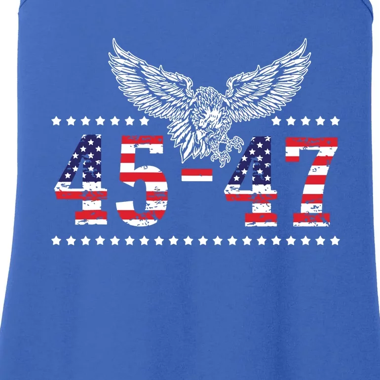 Trump 2024 President 45 And 47 American Flag Trump 2024 Ladies Essential Tank