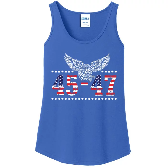 Trump 2024 President 45 And 47 American Flag Trump 2024 Ladies Essential Tank